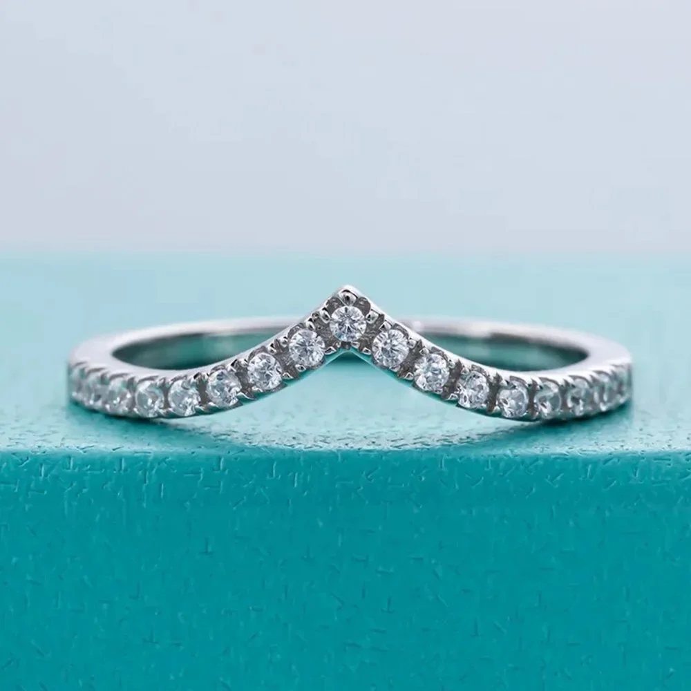 Certified 1.5mm Moissanite Diamond Pave Chevron Half Eternity Band Ring NEW